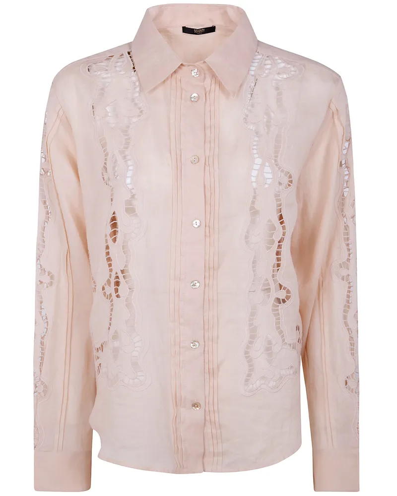 Seventy Ramie Embroidered Shirt Pink