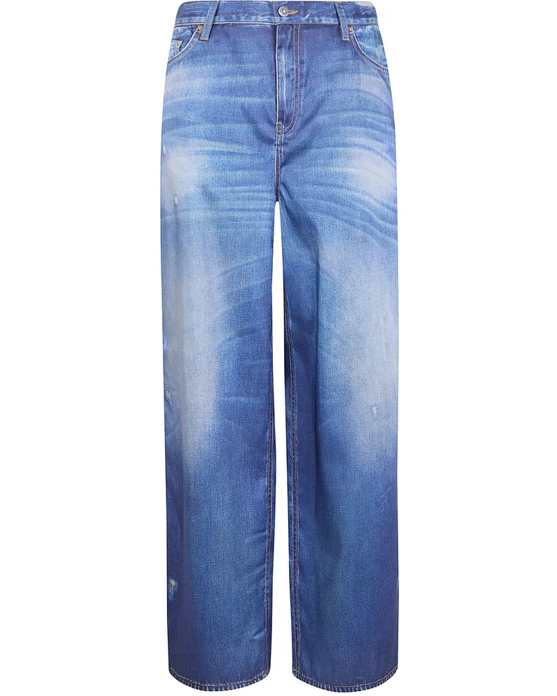 Golden Goose Journey W`S" Boyfriend Peggy Pant Archive Denime Print Blue