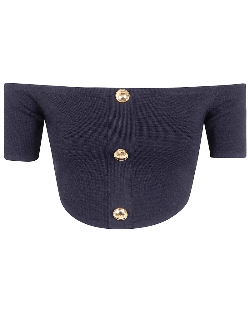 Elisabetta Franchi Cropped Tricot Top Black