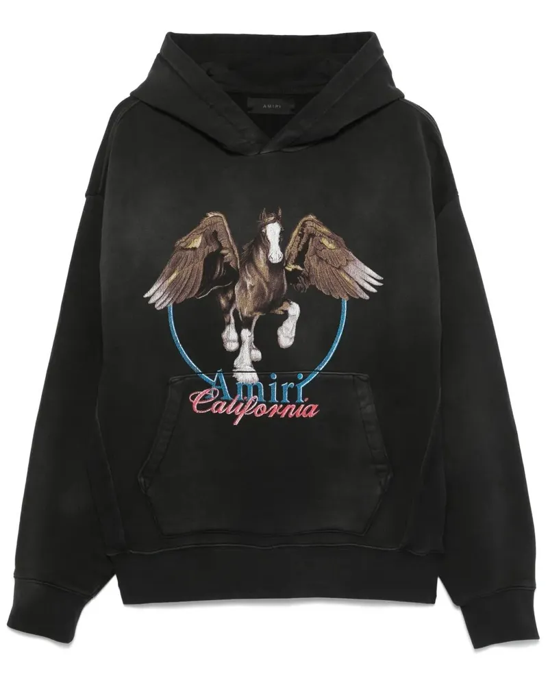Amiri Vintage Wash Pegasus Os Hoodie Black