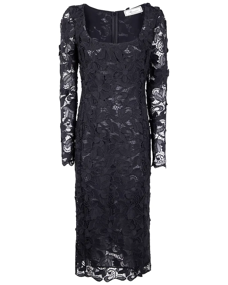 Blumarine Midi Macrame Lace Dress Black