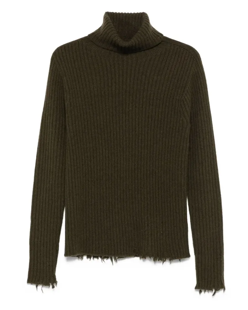 Uma Wang Plain Ws' High Neck Rib Top Green