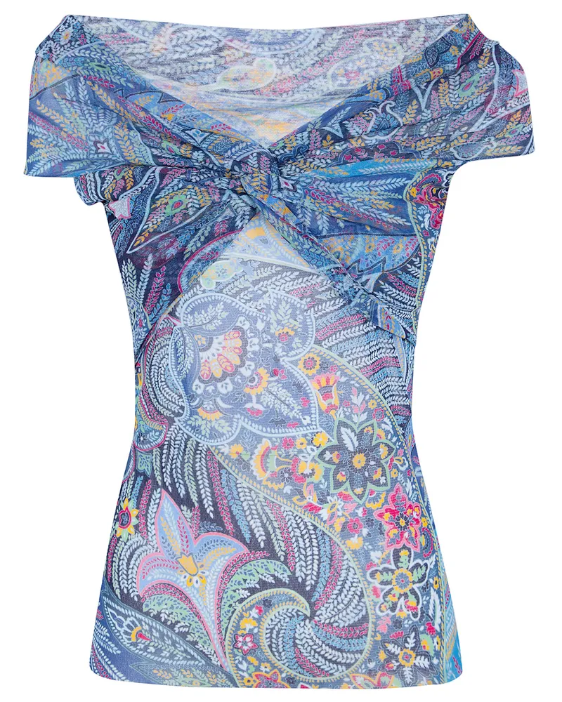 Etro Women`S Straight Neck Top Blue