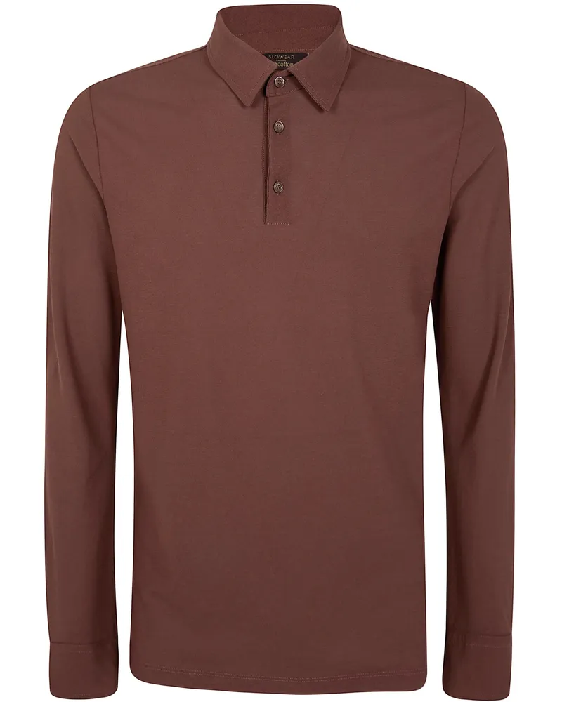 Zanone Polo Shirt Long Sleeves "Zanone Brown