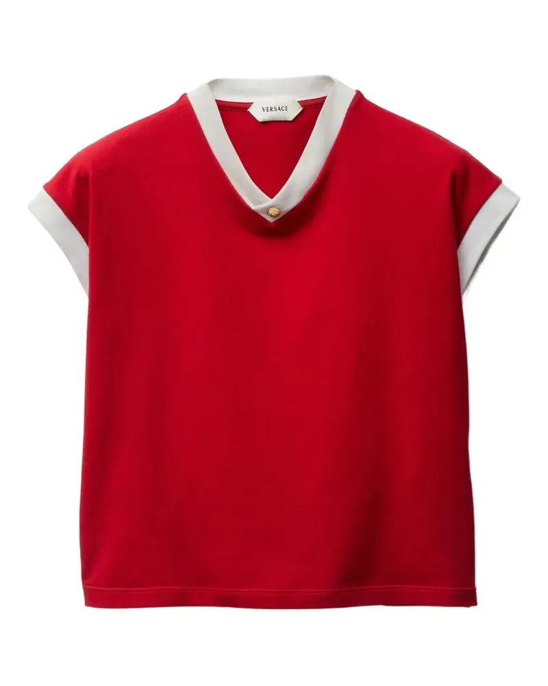 Versace T-Shirt Vintage Stretch Cotton Jersey Pd With 'Medusa' Detail Red