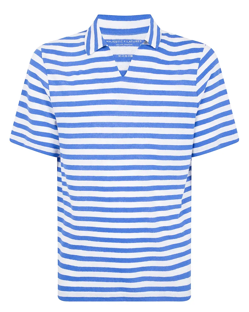 Majestic Stripes Polo Shirt Blue