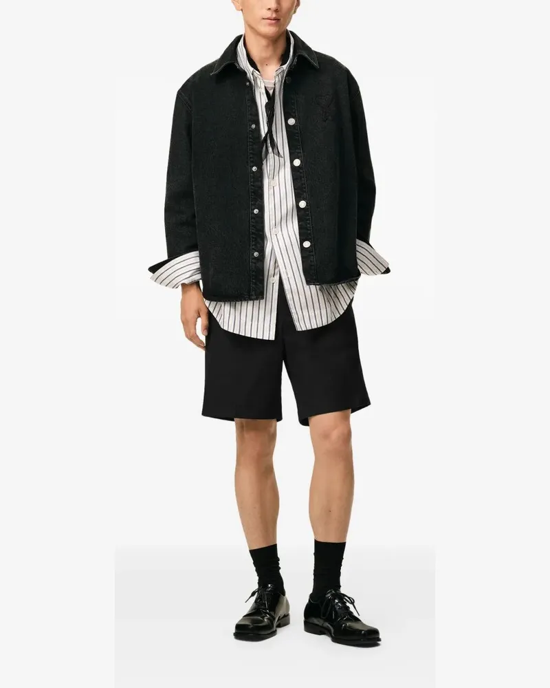 AMI Paris Elasticated Waist Shorts With Embossed "Ami De Black