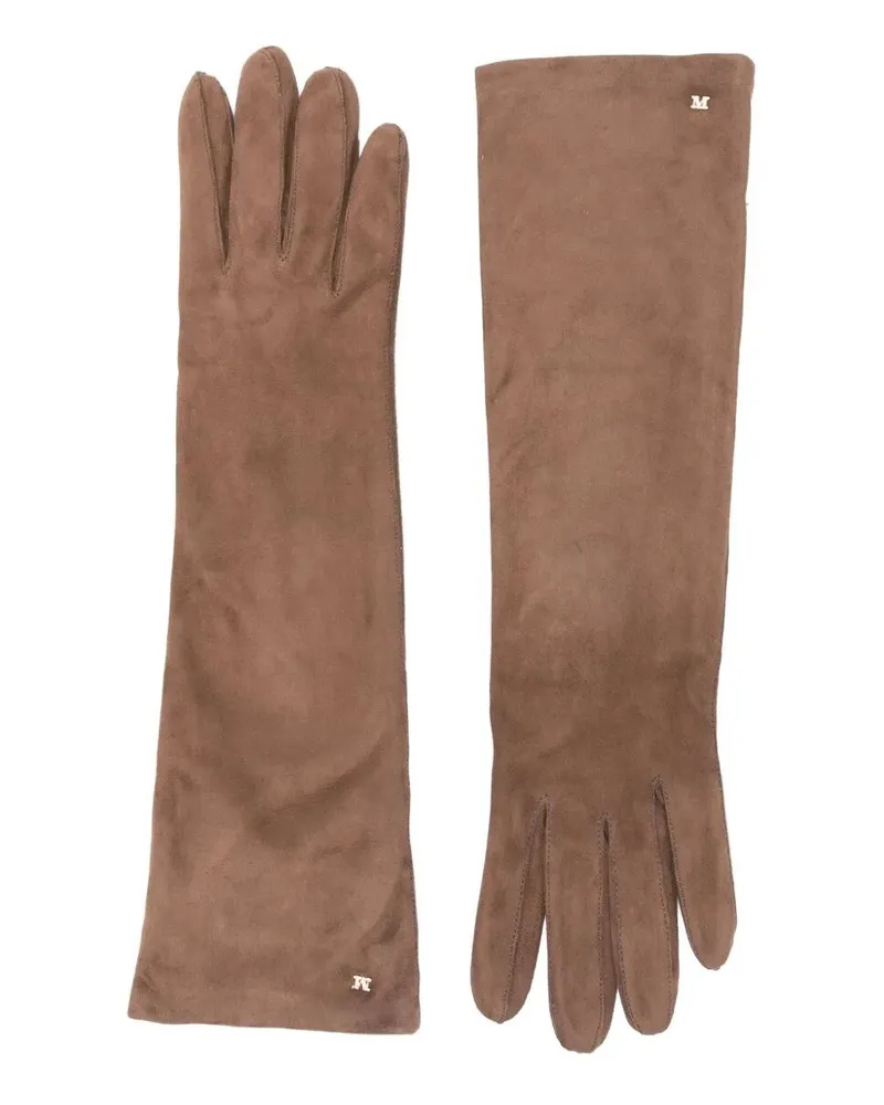 Max Mara Afideesuede' Long Gloves Brown