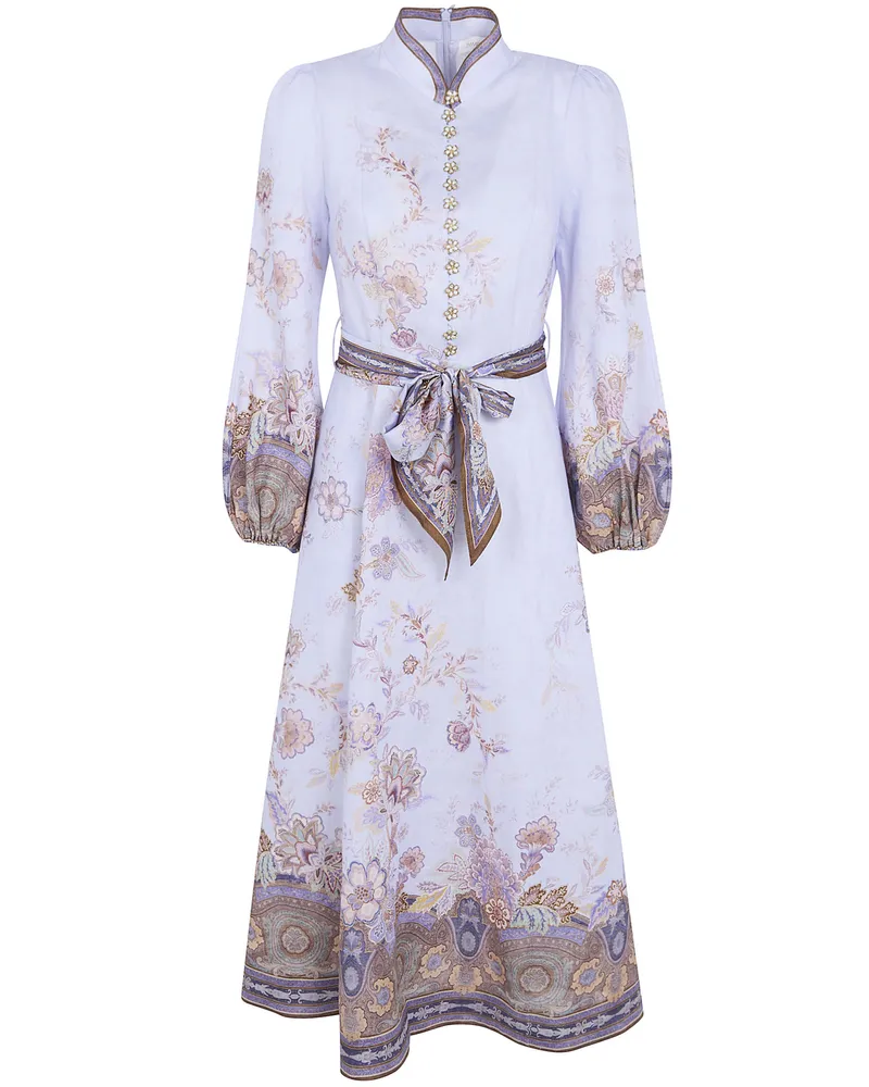 Zimmermann Luna" Button Midi Dress Blue