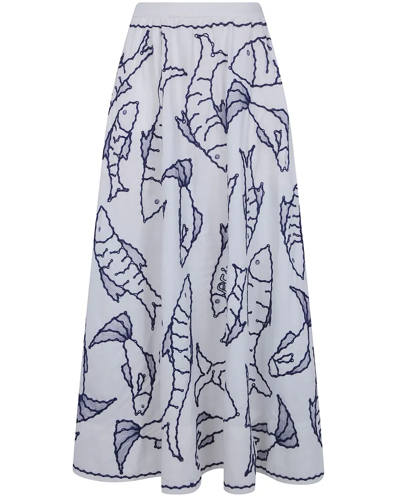 FARM Rio Skirt Fresh Fish Midi White