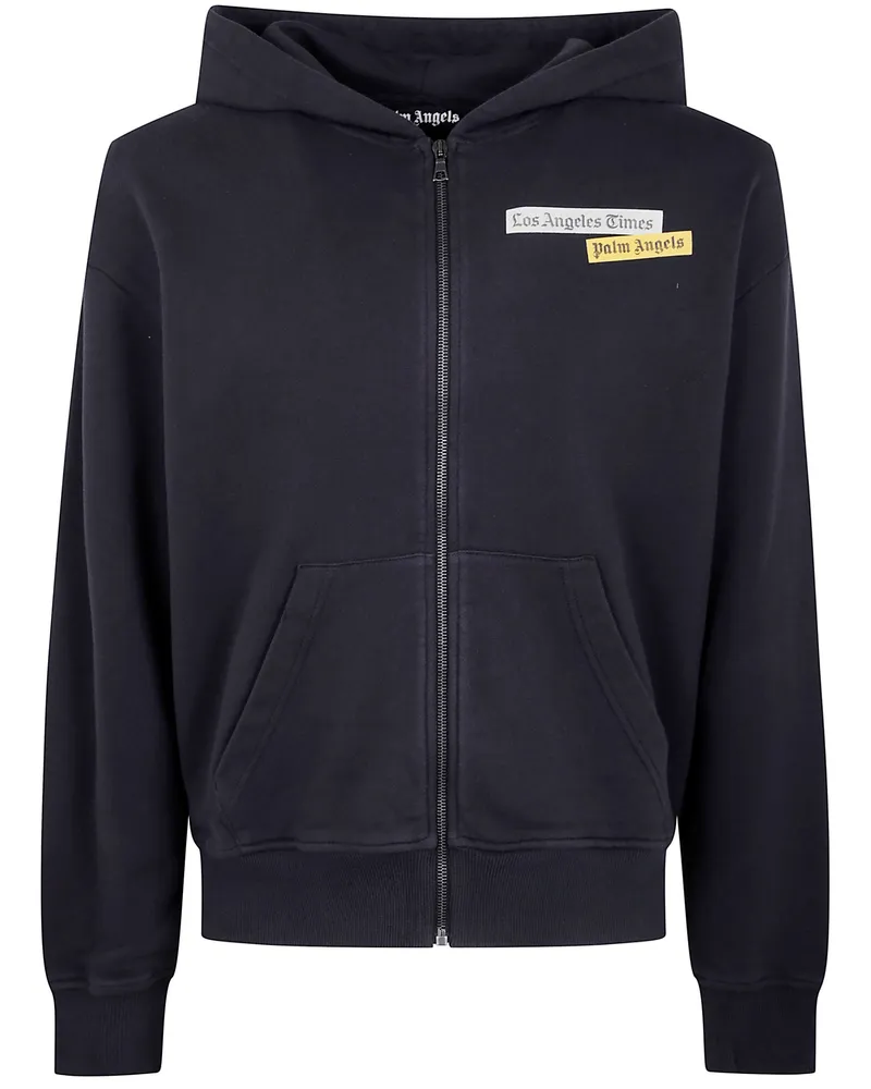 Palm Angels Paxlatimes News Zip Regular' Hoodie Black