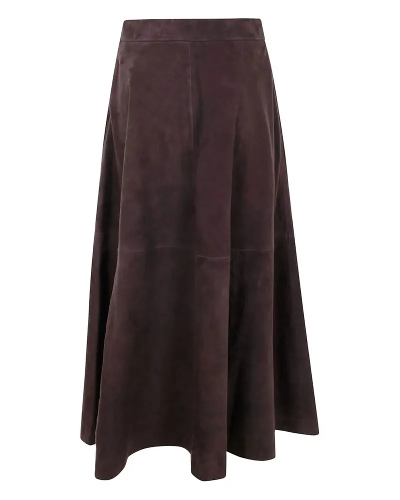 Róhe A Line Suede Skirt Brown