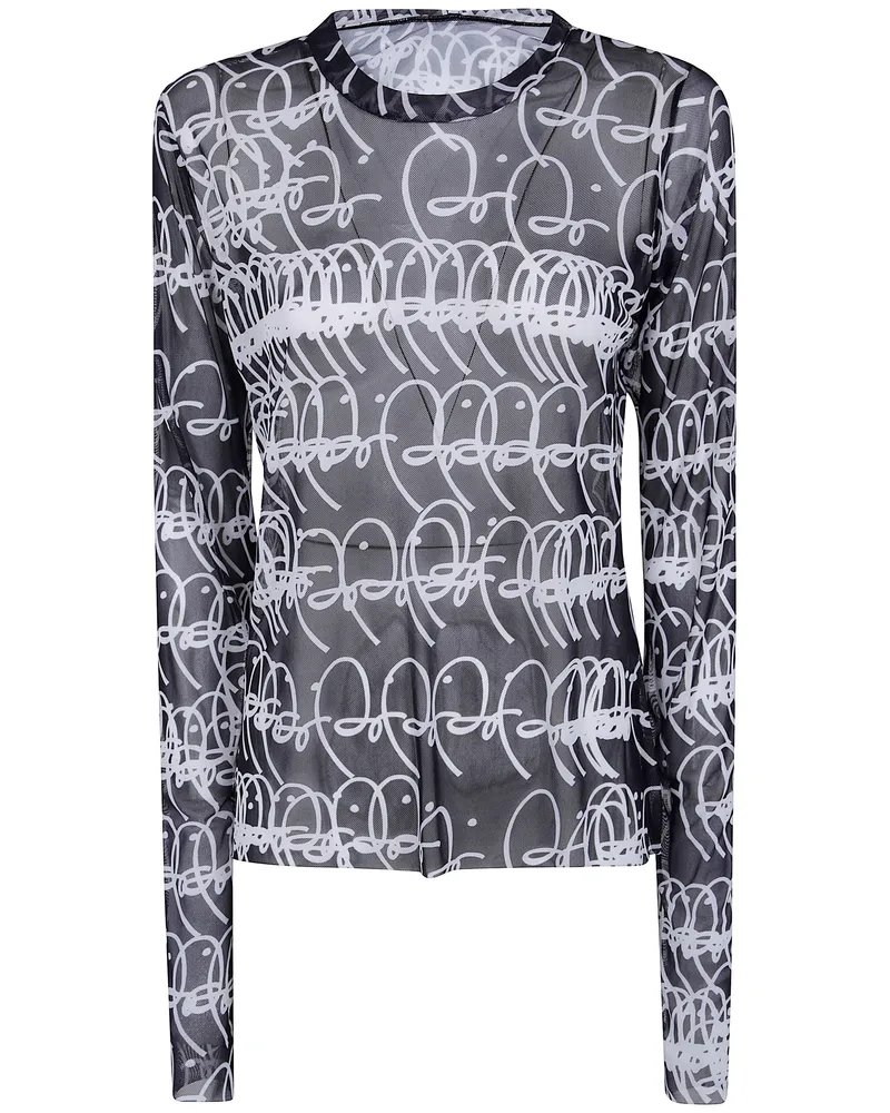 Maria Calderara T-Shirt Graphic Pattern Large Bi Black