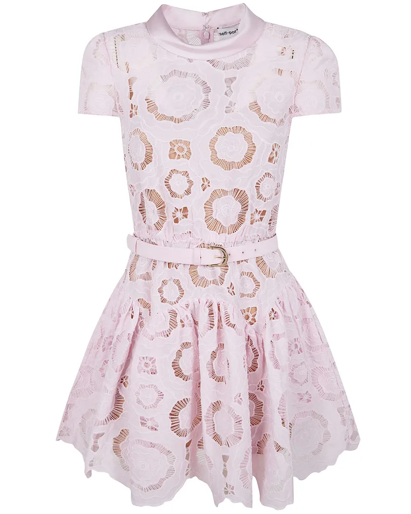 Self-Portrait Floral Lace Mini Dress Pink