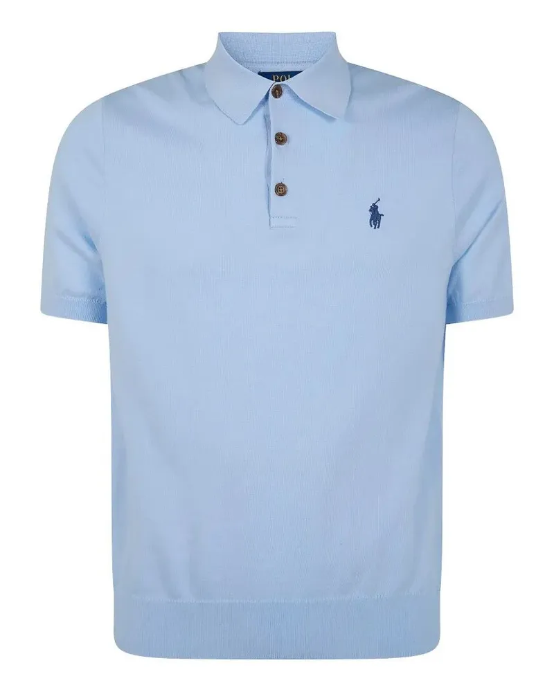Ralph Lauren Short Sleeves Knit Polo Neck Sweater Blue