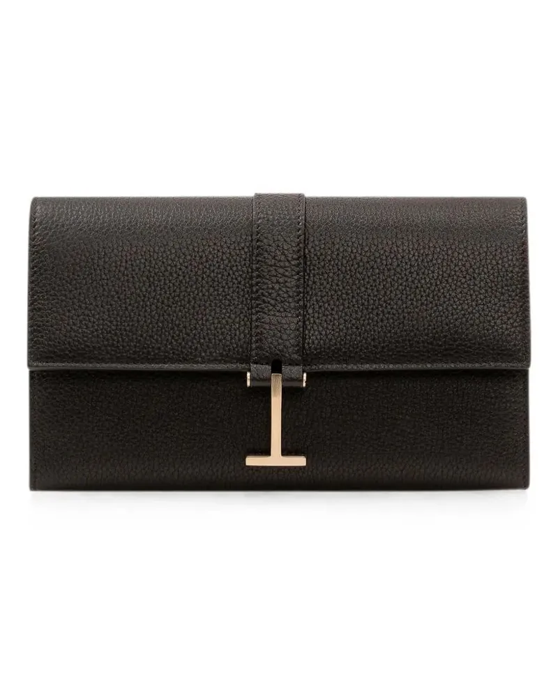 Tom Ford Pochette Grain Leather Wallet On Strap Black
