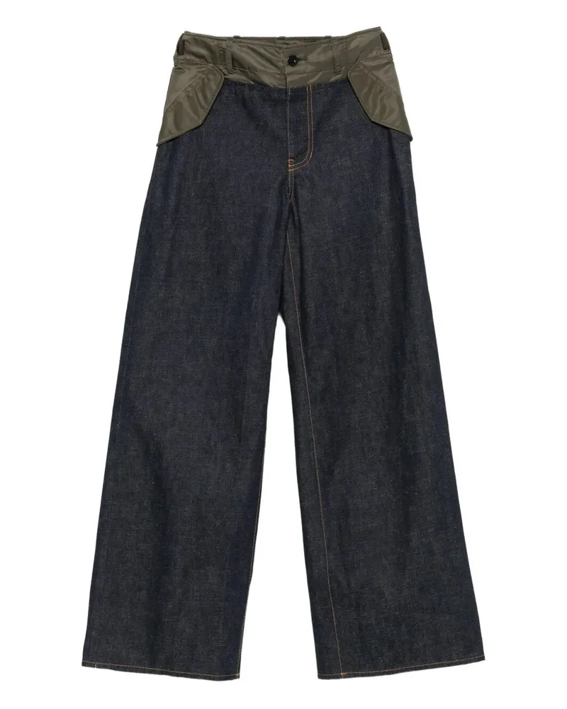 Sacai Wide Leg Denim Pants Blue