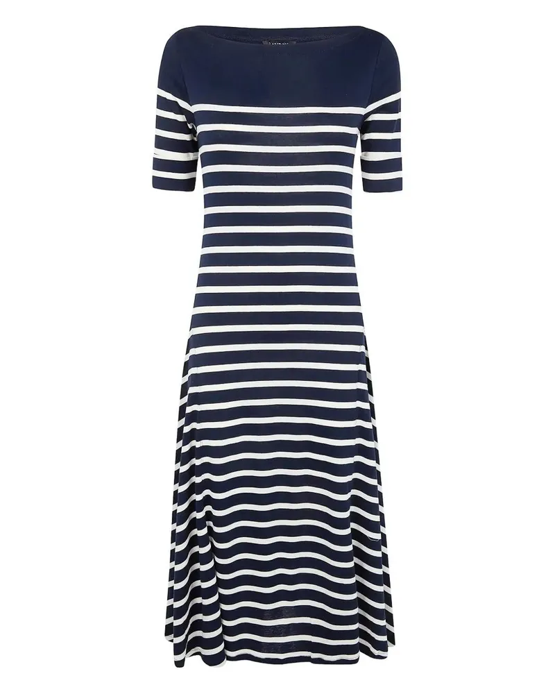 Ralph Lauren Munzie" Elbow Sleeves Day Dress Blue