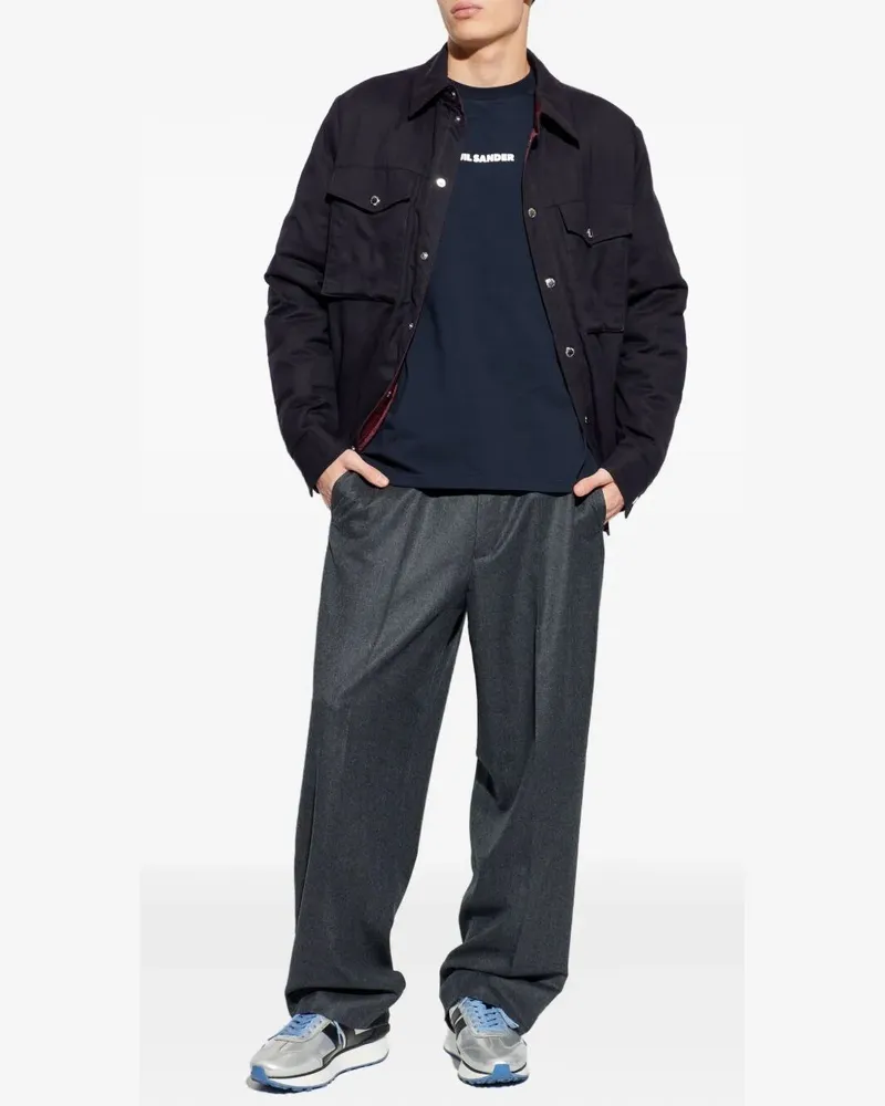 Jil Sander Crewneck Short Sleeves Logo T-Shirt Blue