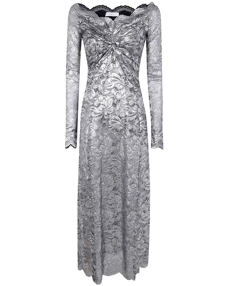 Paco Rabanne Long Sleeves Long Lace Dress Black