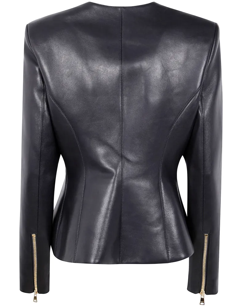 Balmain Zipped Lambskin Basque Jacket Black