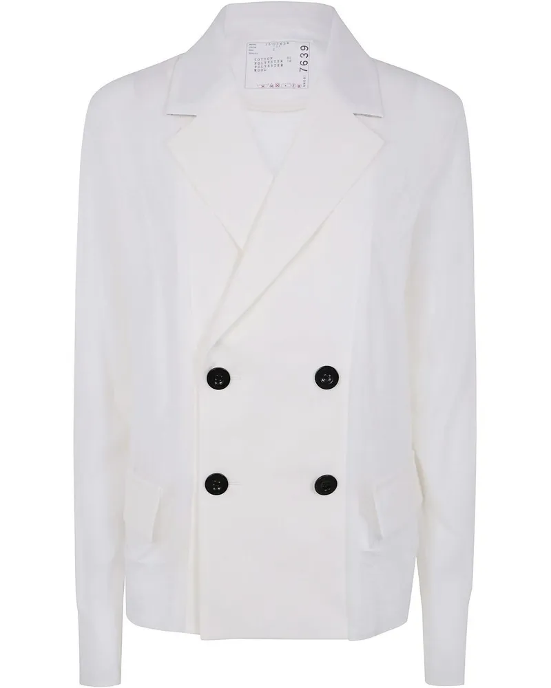 Sacai Suiting Double Breasted Jacket White