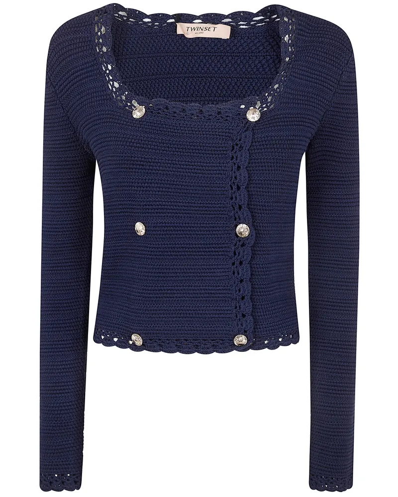 Twin-Set Knitted Cropped Jacket Blue