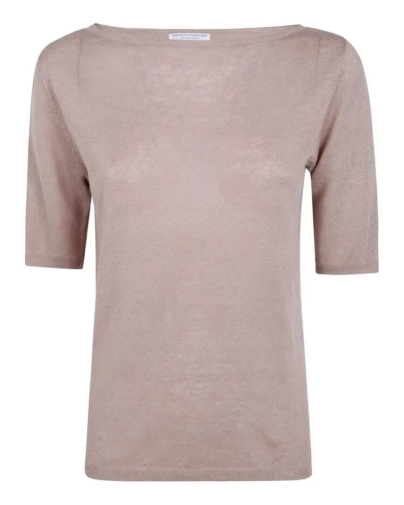 Majestic Linen Boat Neck Sweater Beige