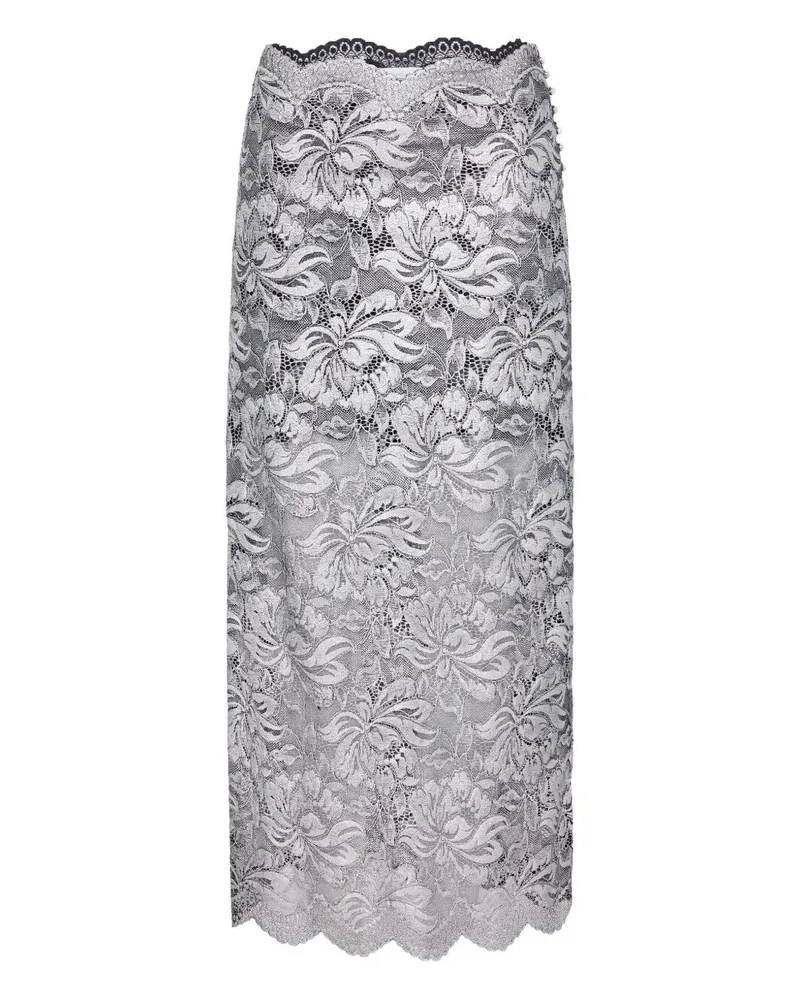 Paco Rabanne Long Lace Skirt Black