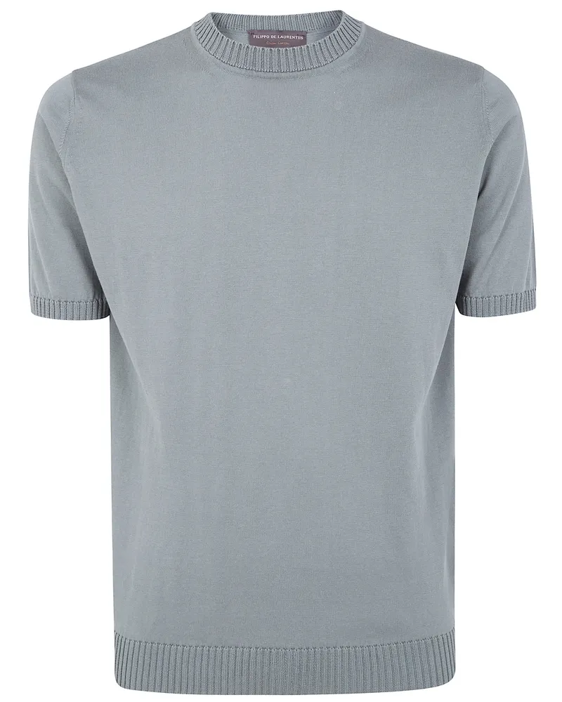 Filippo de Laurentiis Short Sleeves Round Neck Sweater Gray