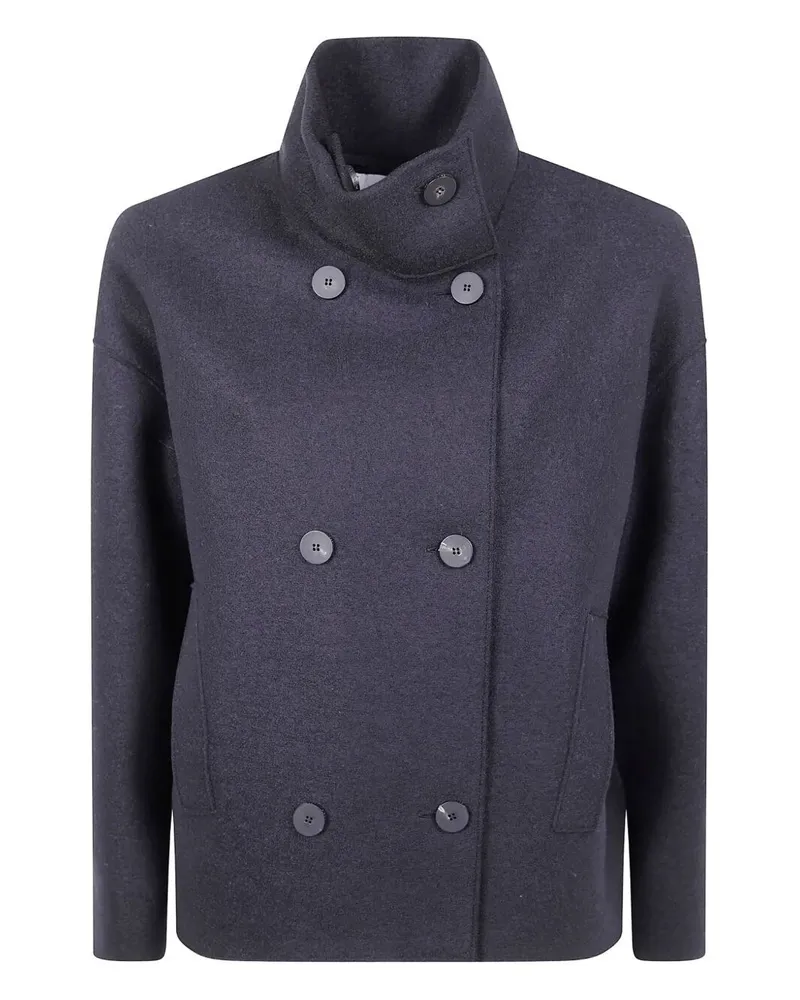 Harris Wharf London Women Cropped Funnel Jacket Pressed Wool Black