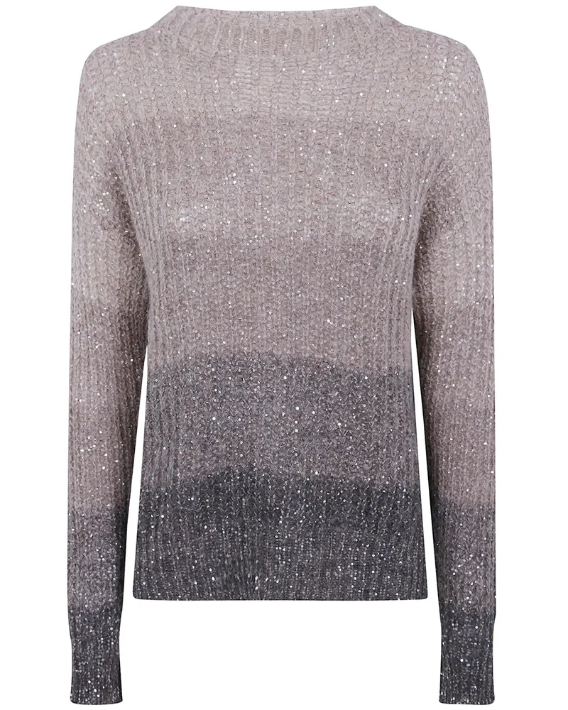 D.EXTERIOR D. EXTERIOR Sweater Crystals Degrade "Crystals Degrade Long Sleeves Rou Brown