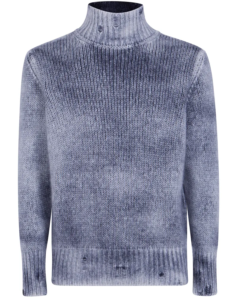 Avant Toi Sweater High Neck "Hand Painted Cashmere And Silk Gray