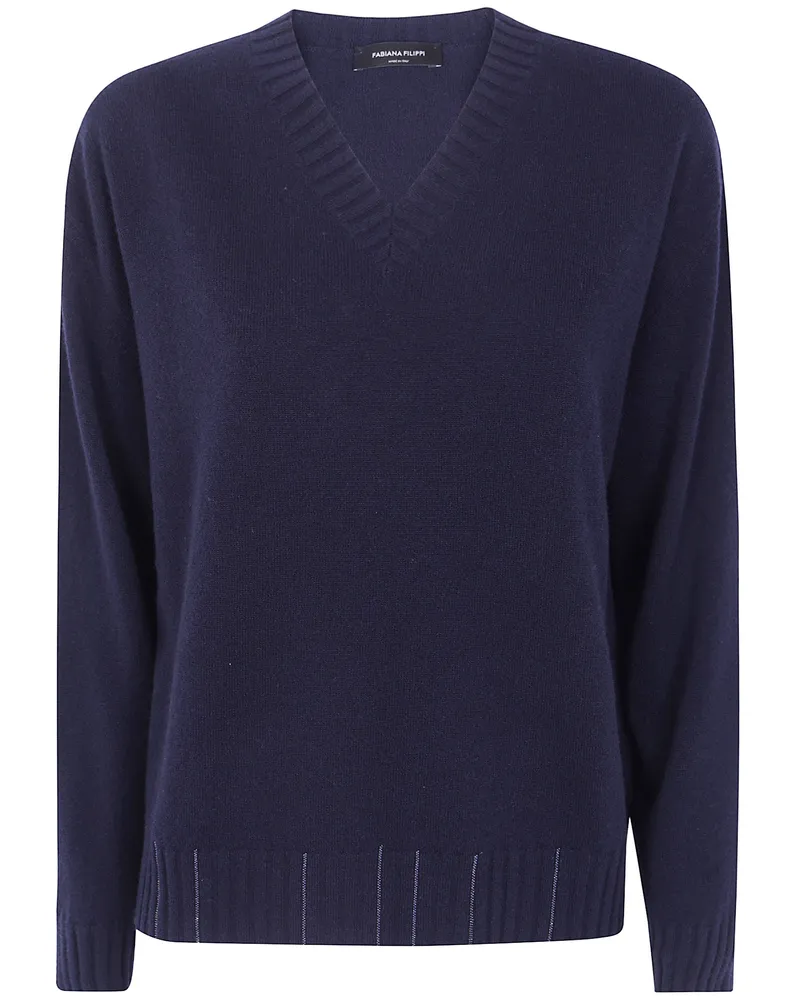 Fabiana Filippi Sweater V Neck "Mad216f015.M281 5146 Night Blue Blue