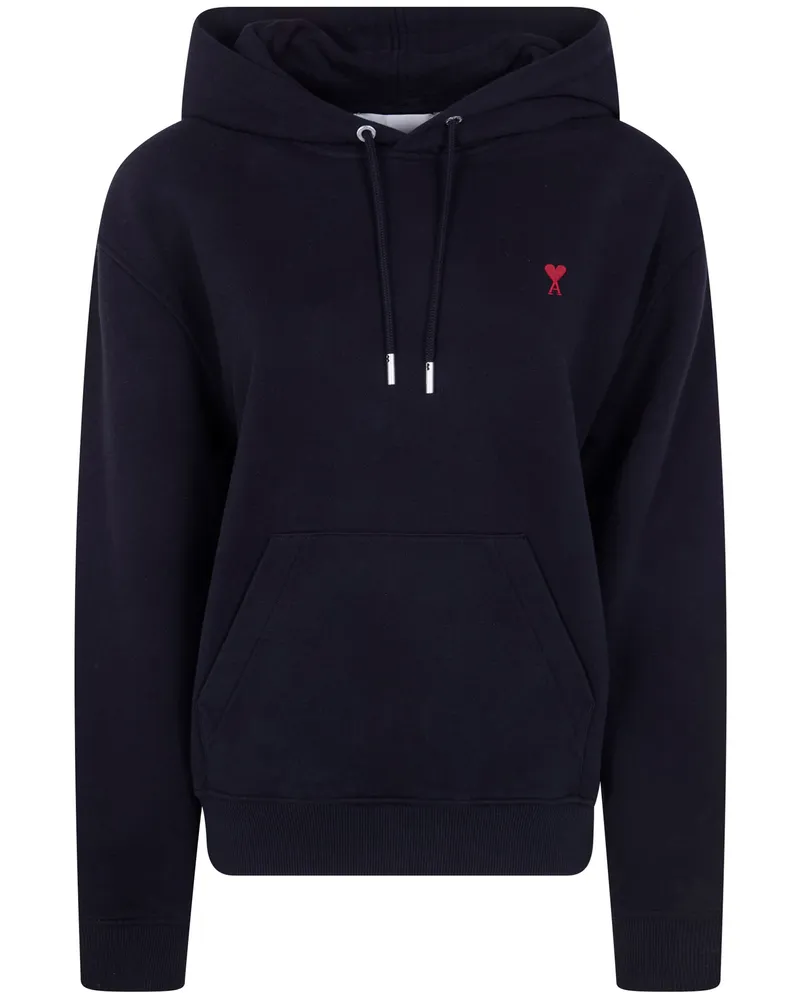 AMI Paris Red "Ami De Coeur" Hoodie Black