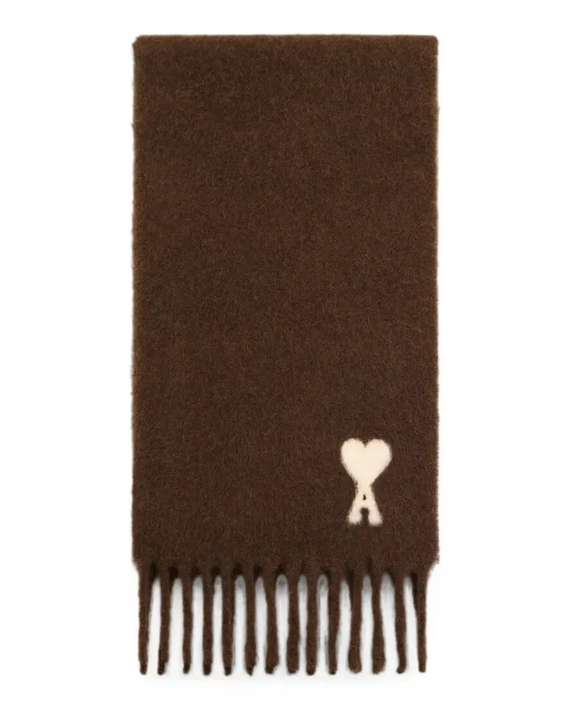 AMI Paris Scarf Alpaca Wool "Ami De Coeur Brown
