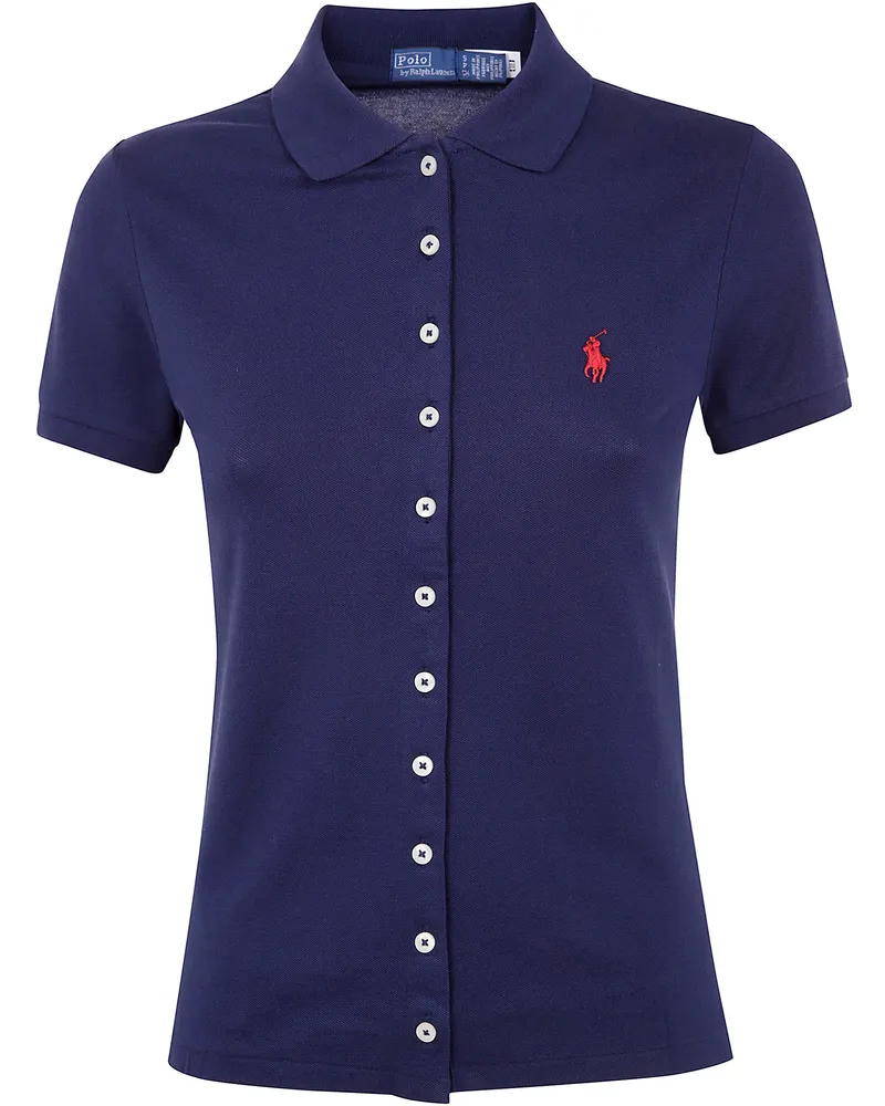 Ralph Lauren Short Sleeves Classic Polo Shirt Full Button Blue