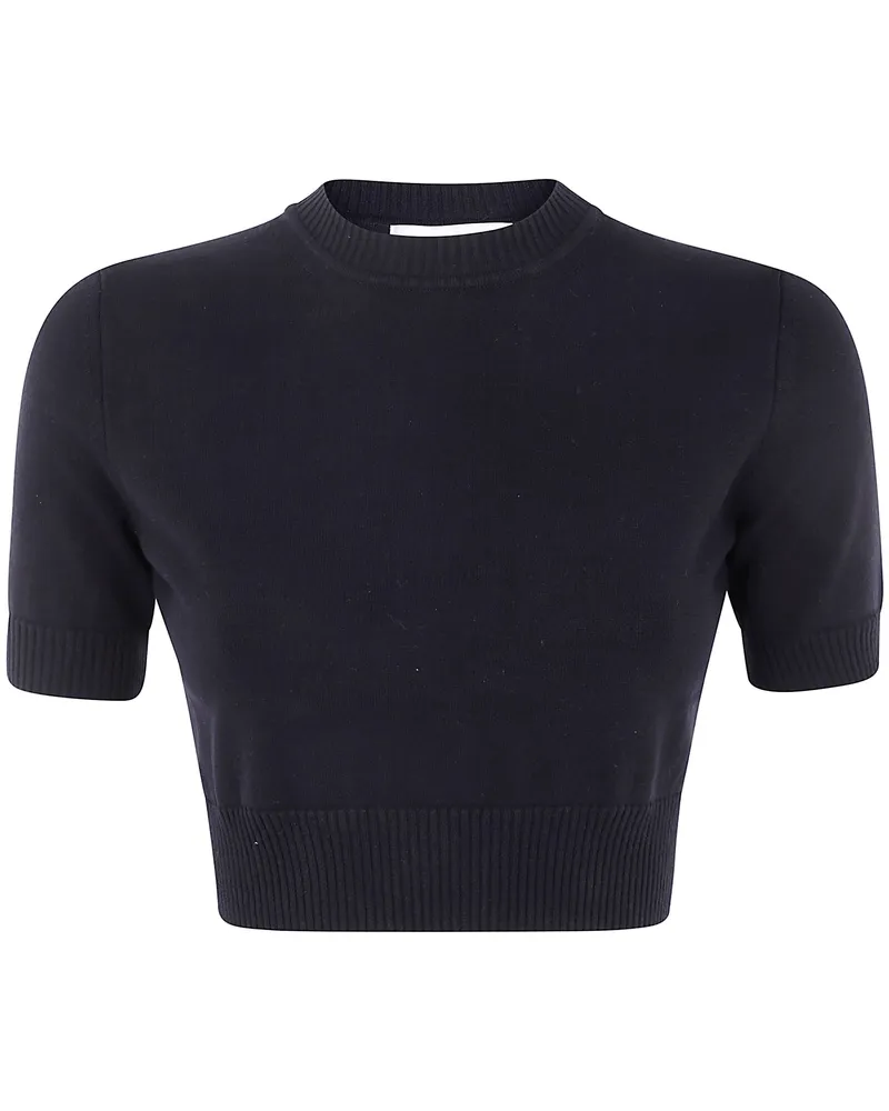 Max Mara Round Neck Short Sleeves Woven 'Bettina' T-Shirt Black