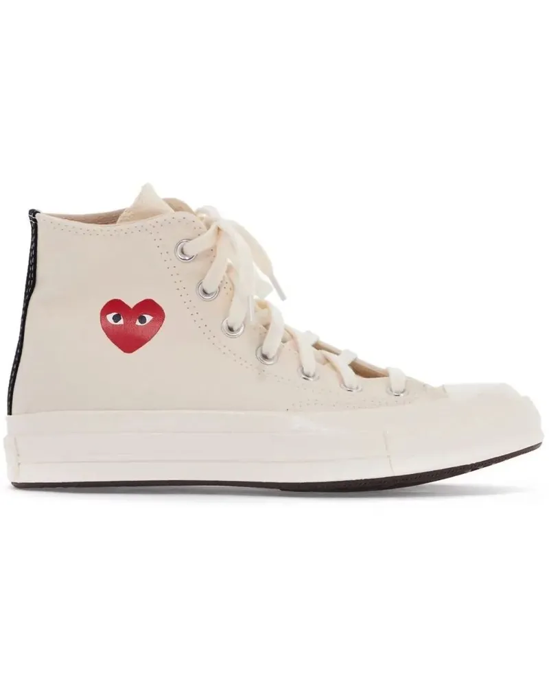 Comme des Garçons Small Red Heart High Top Sneakers "Chuck Taylor Beige