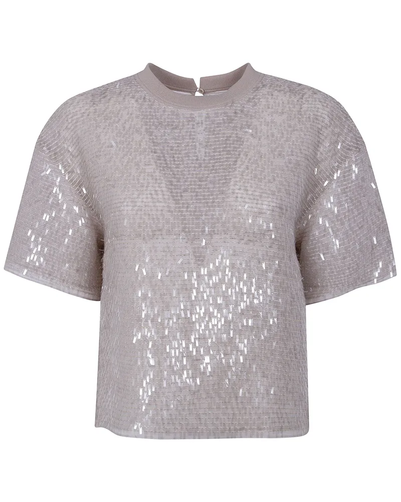 Brunello Cucinelli Sequins Blouse Gray