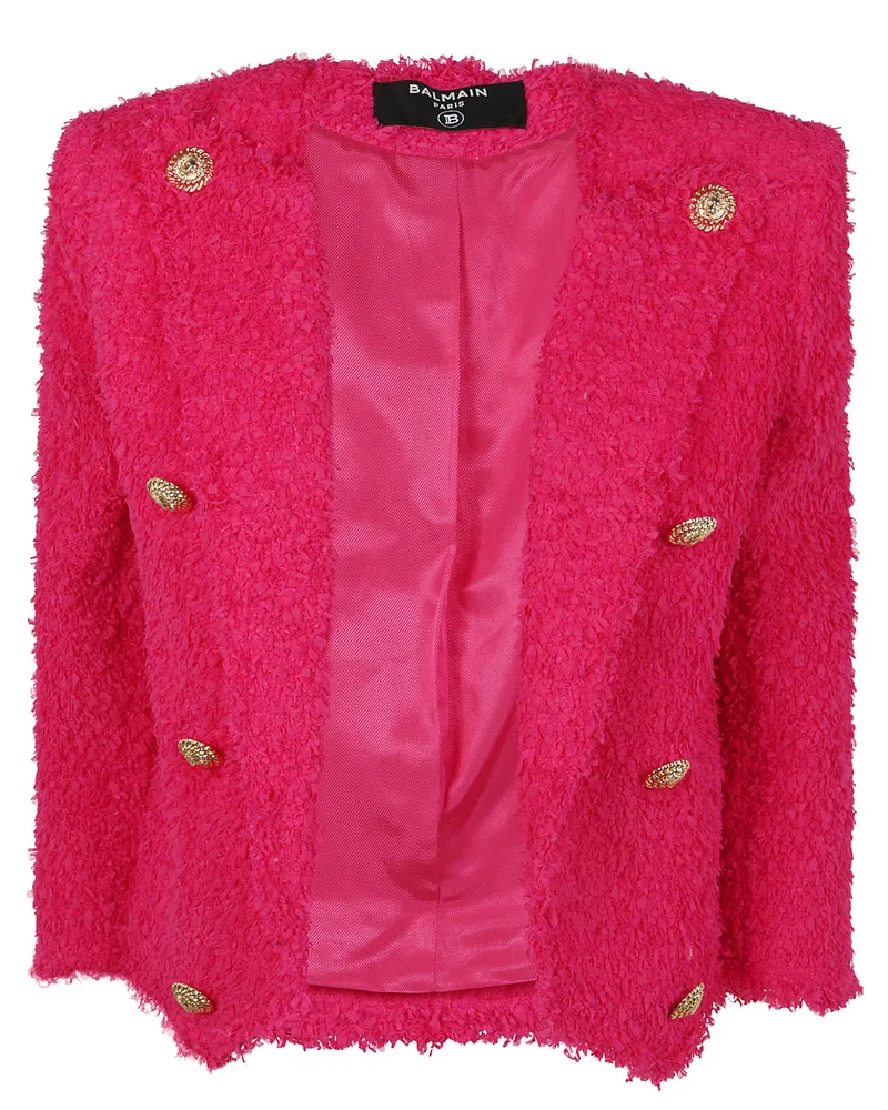 Balmain 8 Button Tweed Spencer Jacket Pink