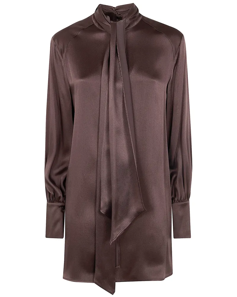 Semicouture Short Satin Dress Brown