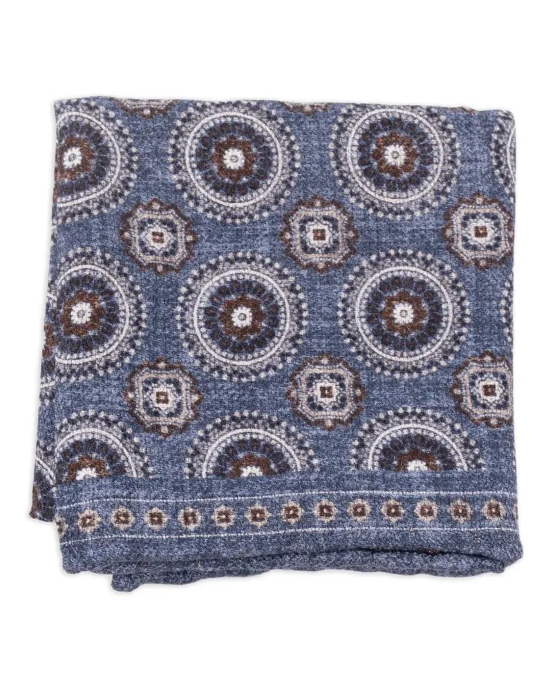 Brunello Cucinelli Sciarpa In Seta "Pocket Square Blue