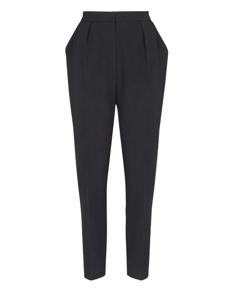 Balmain High Waist Tailored Grain De Poudre Pants Black