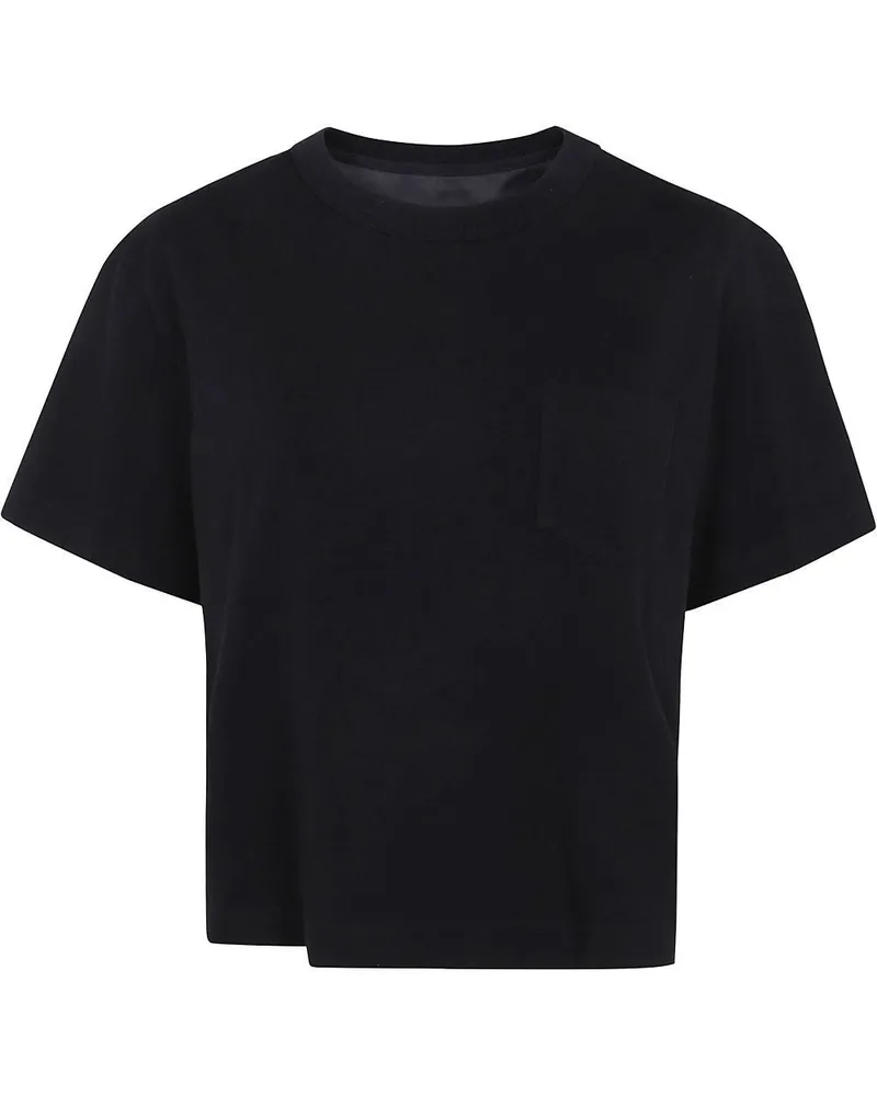 Sacai Nylon Twill Mix Cotton Jersey T-Shirt Black