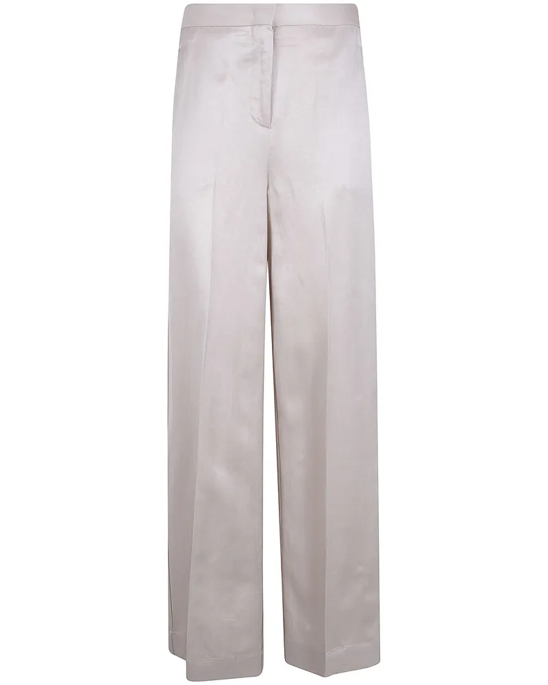 Semicouture Linen Wide Leg Trousers Beige