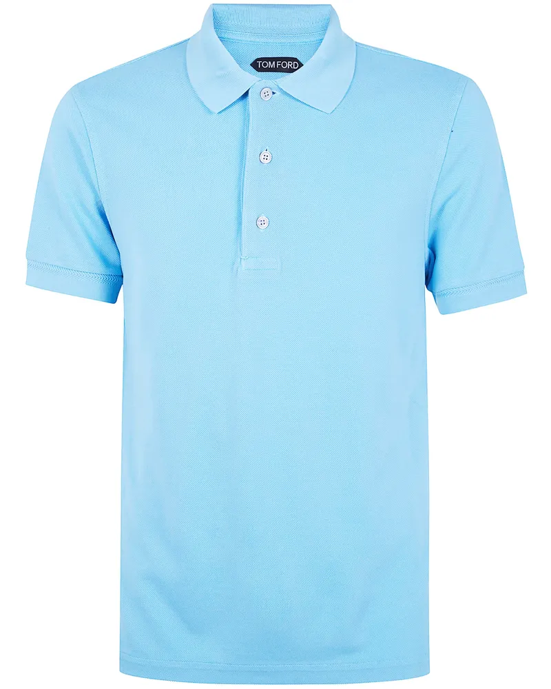 Tom Ford Lyocell Piquet Short Sleeves Polo Shirt Blue