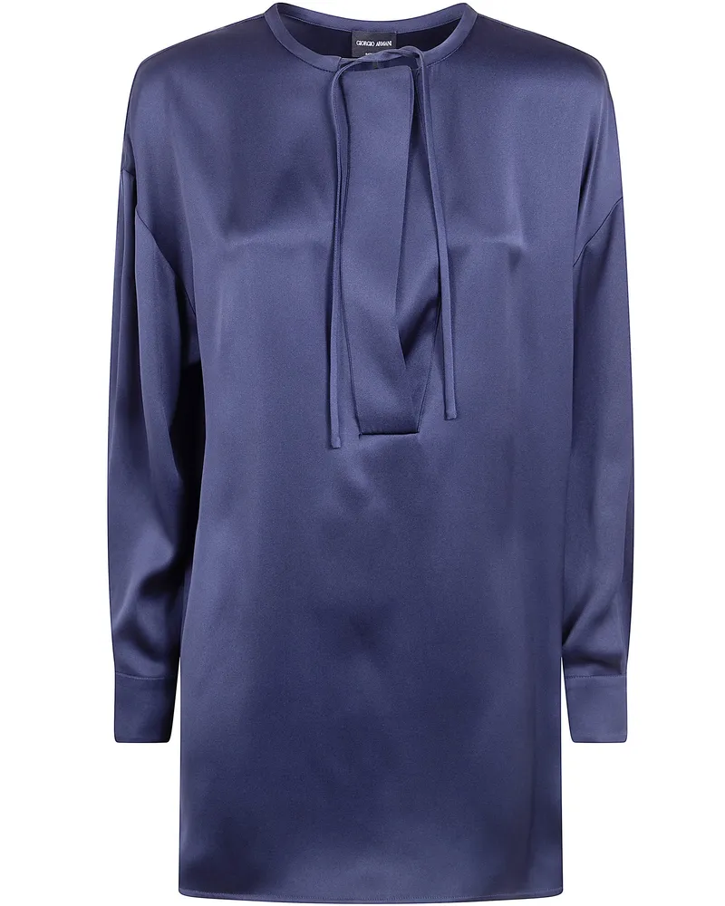 Giorgio Armani Classic Silk Shirt Blue