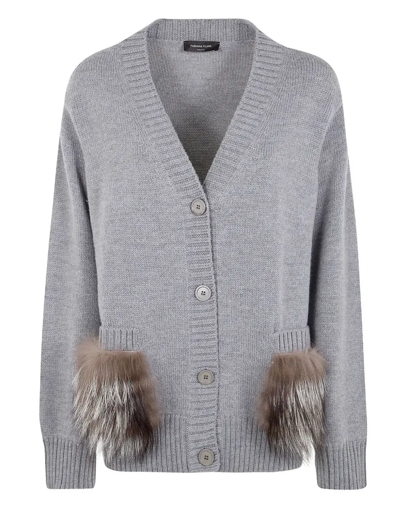 Fabiana Filippi V Neck Cardigan Gray