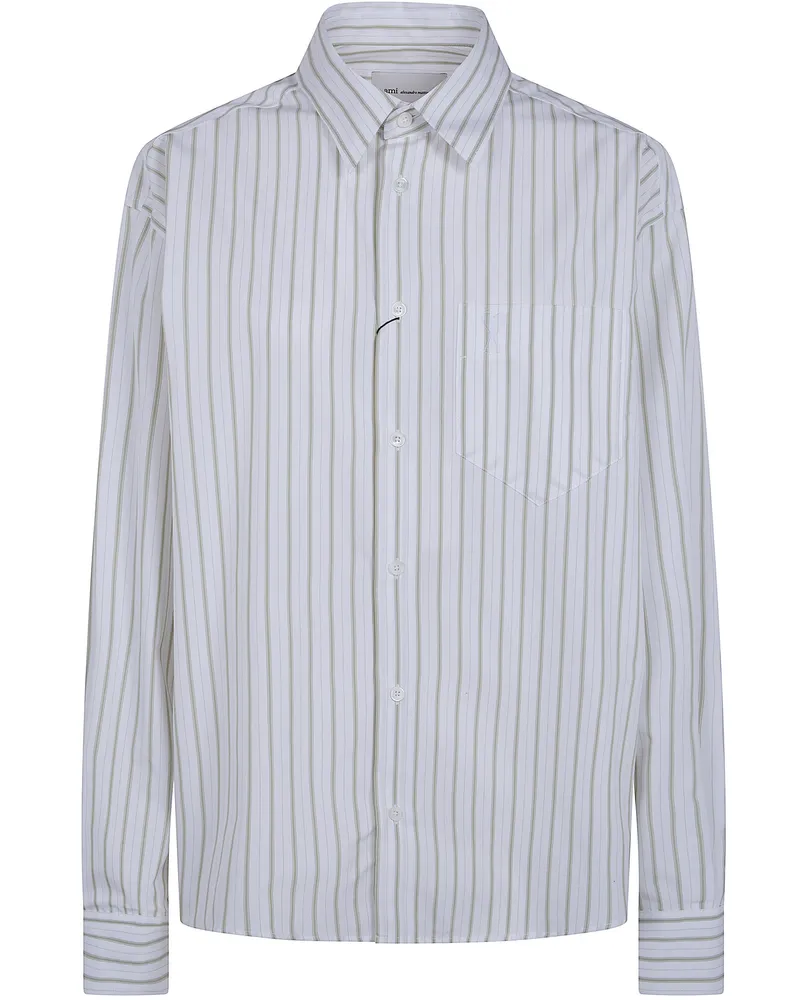 AMI Paris Boxy Long Sleeves Shirt Button Down Collar And White